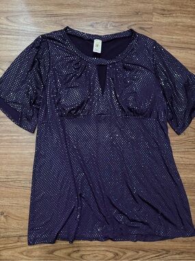 Sparkle Navy Nursing-Friendly Short Sleeve Top